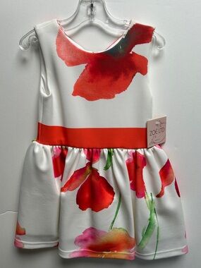Zoe Ltd Off White Dress with multi color Floral Watercolor Print NWT Made in USA